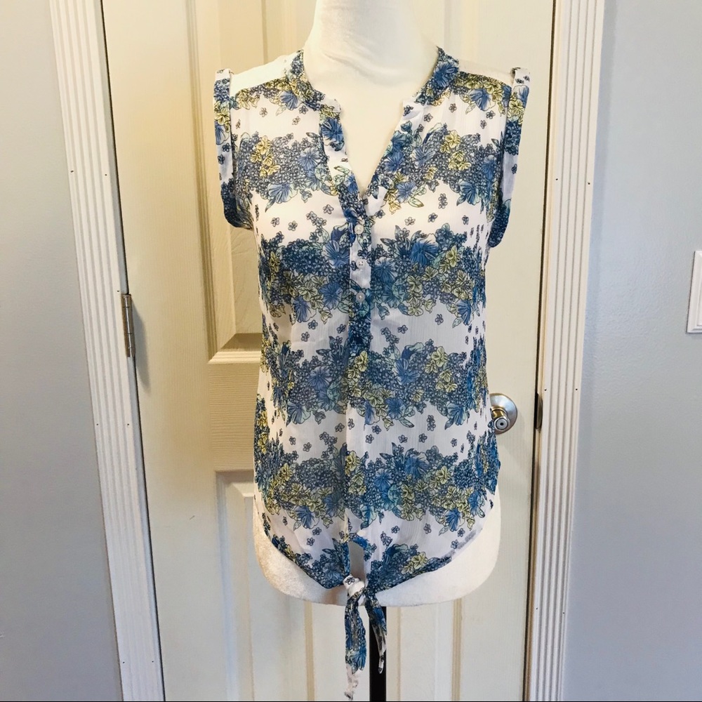 🔵0223:   CANDIES SHEER TIE WAIST BLOUSE